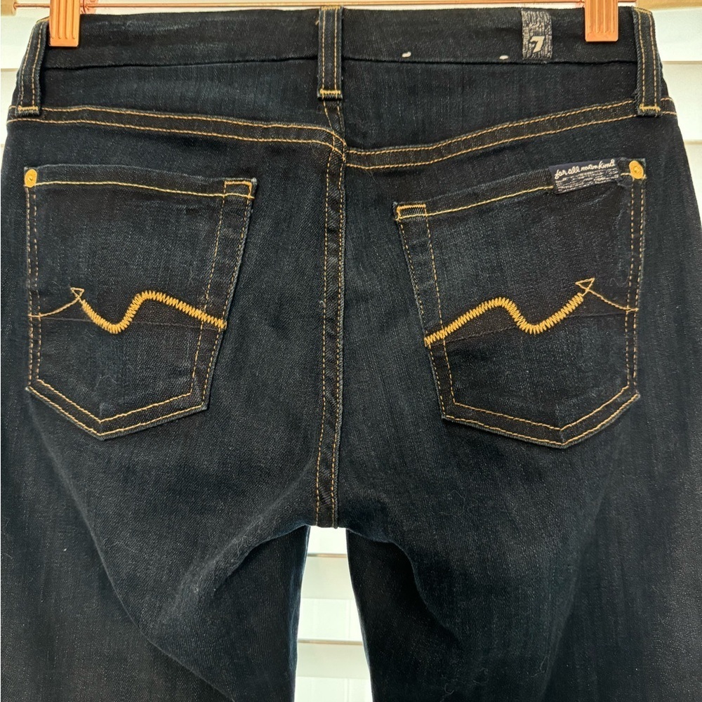 7 For All Mankind Kimmie Straight Leg Mid-rise Jeans Dark Wash Size 25 - Picture 7 of 8